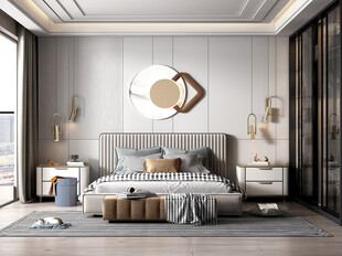 柜子硬装设计装修饰卧室软装现代