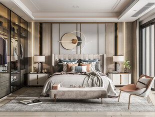 柜子硬装设计装修饰卧室软装现代