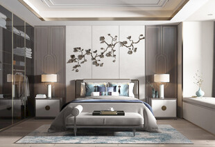 中复古式卧室空间极简现代简约风