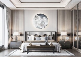 中复古式卧室空间极简现代简约风