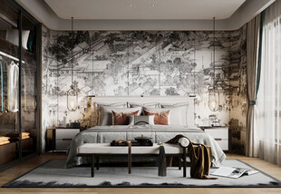 中复古式卧室空间极简现代简约风