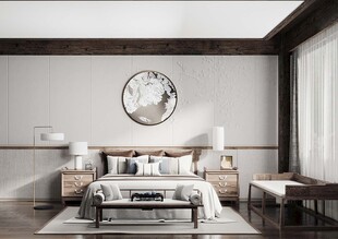 中复古式卧室空间极简现代简约风