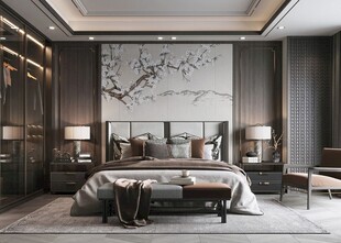 中复古式卧室空间极简现代简约风