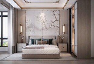 中复古式卧室空间极简现代简约风