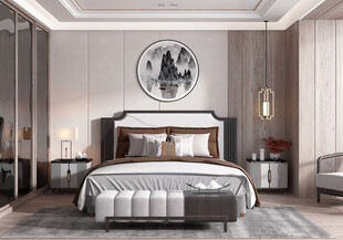 中复古式卧室空间极简现代简约风