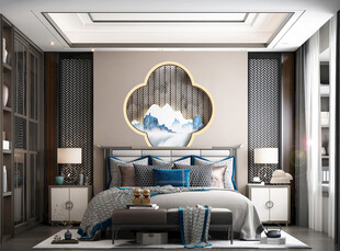 中复古式卧室空间极简现代简约风