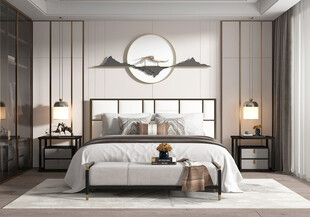 中复古式卧室空间极简现代简约风