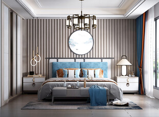 中复古式卧室空间极简现代简约风