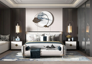 中复古式卧室空间极简现代简约风