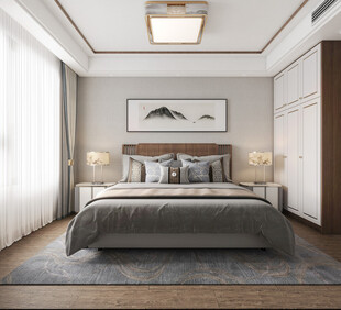 中复古式卧室空间极简现代简约风