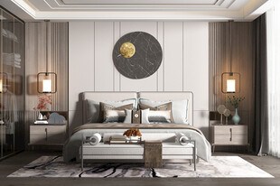 中复古式卧室空间极简现代简约风