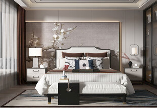 中复古式卧室空间极简现代简约风