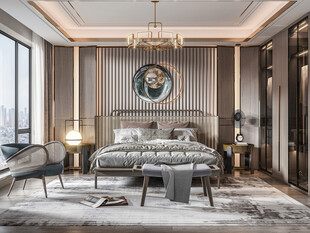 中复古式卧室空间极简现代简约风