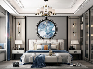 中复古式卧室空间极简现代简约风