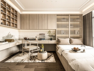 中复古式卧室空间极简现代简约风