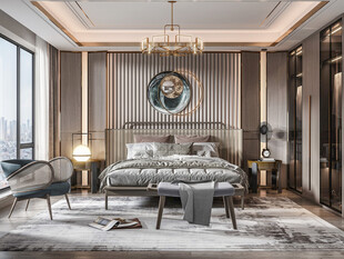 中复古式卧室空间极简现代简约风