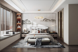 中复古式卧室空间极简现代简约风