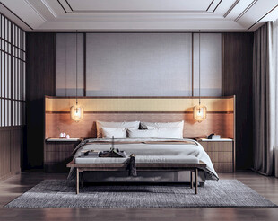 中复古式卧室空间极简现代简约风