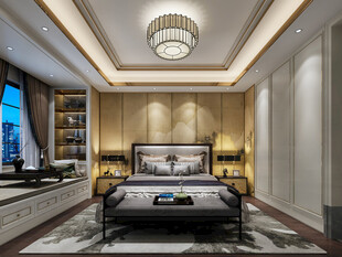 中复古式卧室空间极简现代简约风