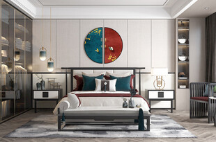 中复古式卧室空间极简现代简约风