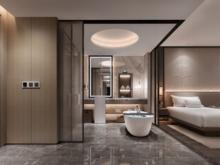 中复古式卧室空间极简现代简约风