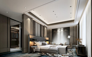 中复古式卧室空间极简现代简约风
