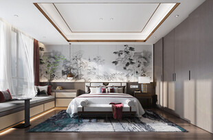 中复古式卧室空间极简现代简约风