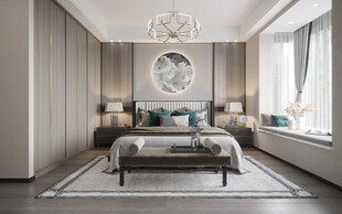 中复古式卧室空间极简现代简约风