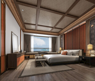 中复古式卧室空间极简现代简约风