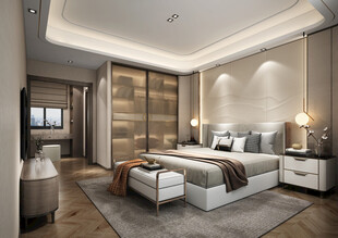 中复古式卧室空间极简现代简约风