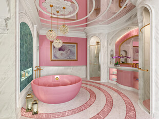 粉色少女心美丽可爱卧室美式风格