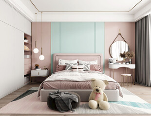 儿童女孩房次卧室北欧现代简约风