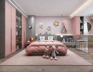 儿童女孩房次卧室北欧现代简约风