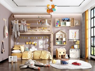 儿童女孩房次卧室北欧现代简约风