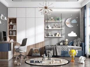 儿童女孩房次卧室北欧现代简约风