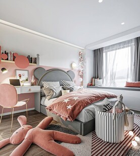 儿童女孩房次卧室北欧现代简约风