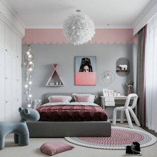 儿童女孩房次卧室北欧现代简约风