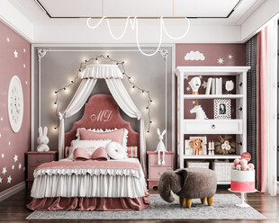 儿童女孩房次卧室北欧现代简约风