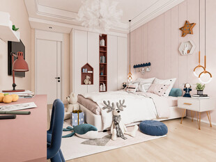 儿童女孩房次卧室北欧现代简约风