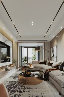 吊顶天花无主灯客厅装修现代简约