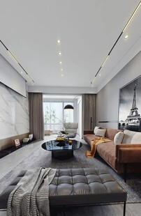 吊顶天花无主灯客厅装修现代简约