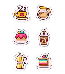 咖啡甜品矢量可爱图标元素