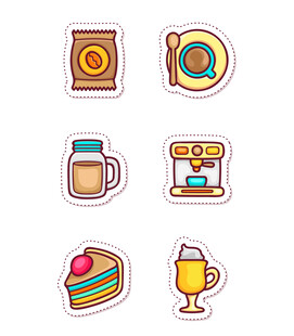 西餐美食矢量可爱图标