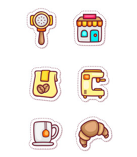 西式早餐矢量可爱图标