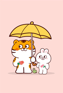 虎萌萌快乐兔雨伞