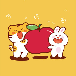 虎萌萌兔子水果壁纸