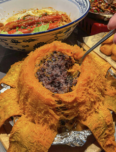 蒸南瓜黑糯米饭