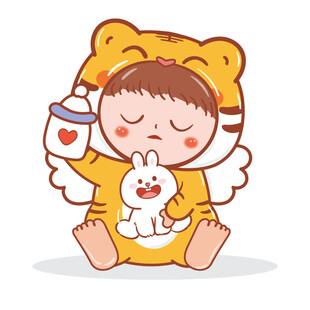 虎宝宝摆件卡通插画