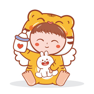 虎宝宝摆件卡通插画