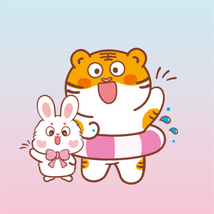 小老虎萌萌卡通插画